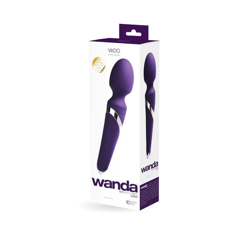 VeDO Wanda Rechargeable Wand Vibrator Deep Purple Adult Toy Box VeDO Wanda Rechargeable Wand Vibrator Deep Purple Adult Toy Box