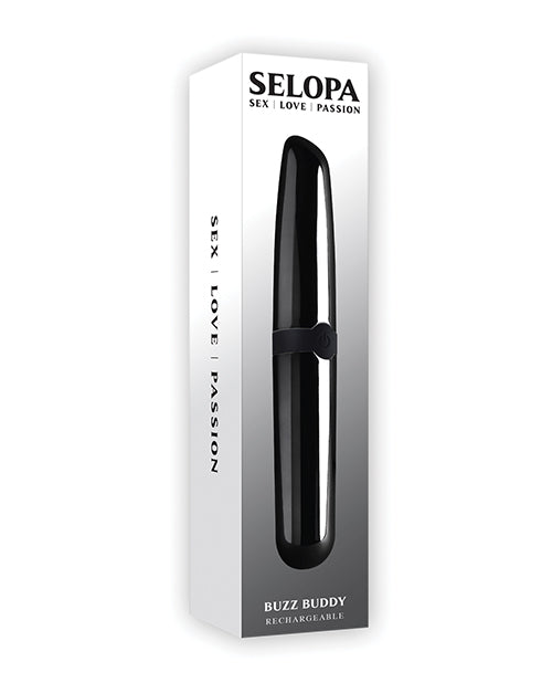 Selopa Buzz Buddy Bullet Vibrator - Black Chrome Adult Toy Box Selopa Buzz Buddy Bullet Vibrator - Black Chrome Adult Toy Box