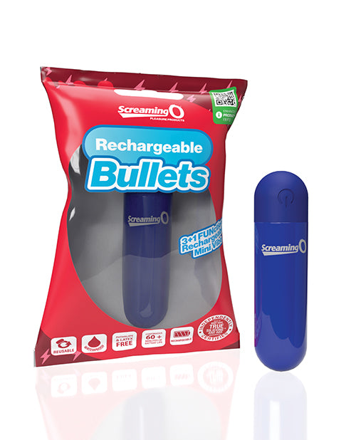 Screaming O Rechargeable Bullet Vibrator - Blue Adult Toy Box Screaming O Rechargeable Bullet Vibrator - Blue Adult Toy Box