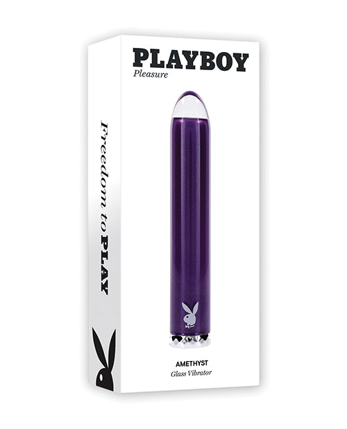 Playboy Pleasure Amethyst Glass Tip Bullet Vibrator - Acai Adult Toy Box Playboy Pleasure Amethyst Glass Tip Bullet Vibrator - Acai Adult Toy Box