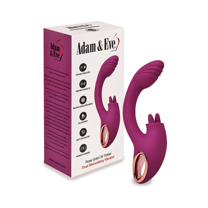 Adam & Eve Rose Gold Clit Tickler Vibrator Adult Toy Box Adam & Eve Rose Gold Clit Tickler Vibrator Adult Toy Box