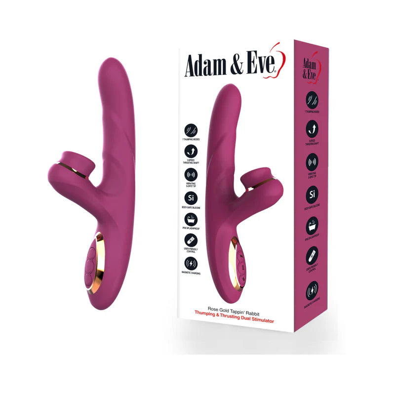Adam & Eve Rose Gold Tappin' Rabbit Vibrator Adult Toy Box Adam & Eve Rose Gold Tappin' Rabbit Vibrator Adult Toy Box