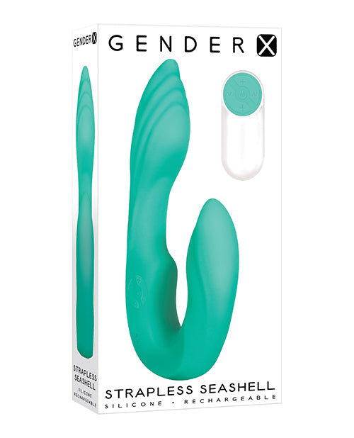 Gender X Strapless Seashell Strapless Strap On - Teal Adult Toy Box Gender X Strapless Seashell Strapless Strap On - Teal Adult Toy Box