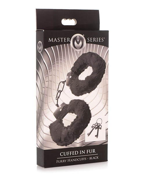 Master Series Cuffed In Fur Handcuffs - Black Adult Toy Box Master Series Cuffed In Fur Handcuffs - Black Adult Toy Box
