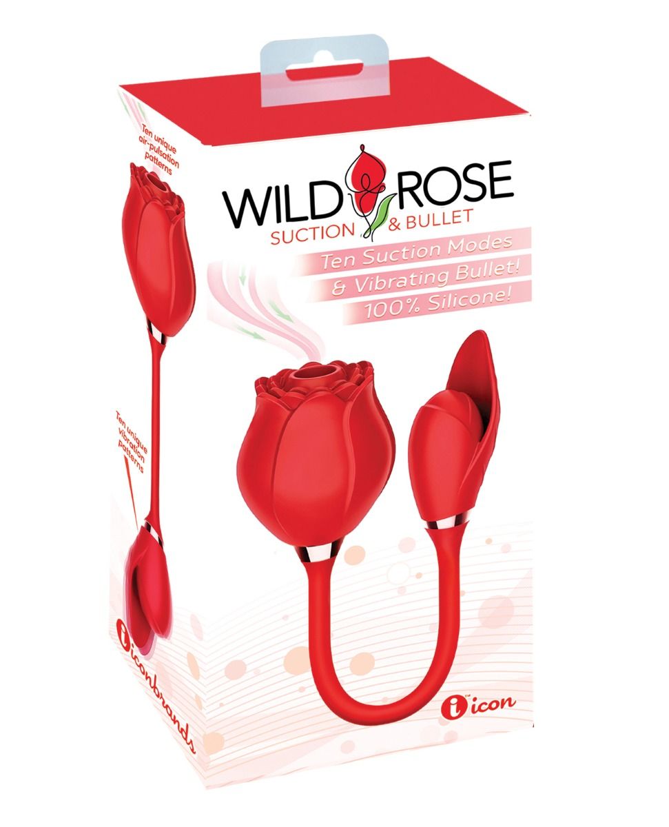 Wild Rose Suction & Bullet Vibrator - Red Adult Toy Box Wild Rose Suction & Bullet Vibrator - Red Adult Toy Box