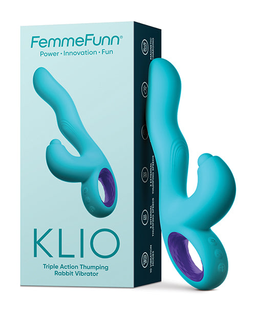 Femme Funn Klio Triple Action Rabbit - Turquoise Adult Toy Box Femme Funn Klio Triple Action Rabbit - Turquoise Adult Toy Box