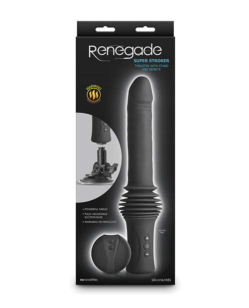 Renegade Super Stroker Thrusting Dildo - Black Adult Toy Box Renegade Super Stroker Thrusting Dildo - Black Adult Toy Box