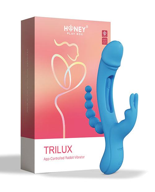 Trilux Kinky Finger Rabbit Vibrator with Anal Beads - Blue Adult Toy Box Trilux Kinky Finger Rabbit Vibrator with Anal Beads - Blue Adult Toy Box