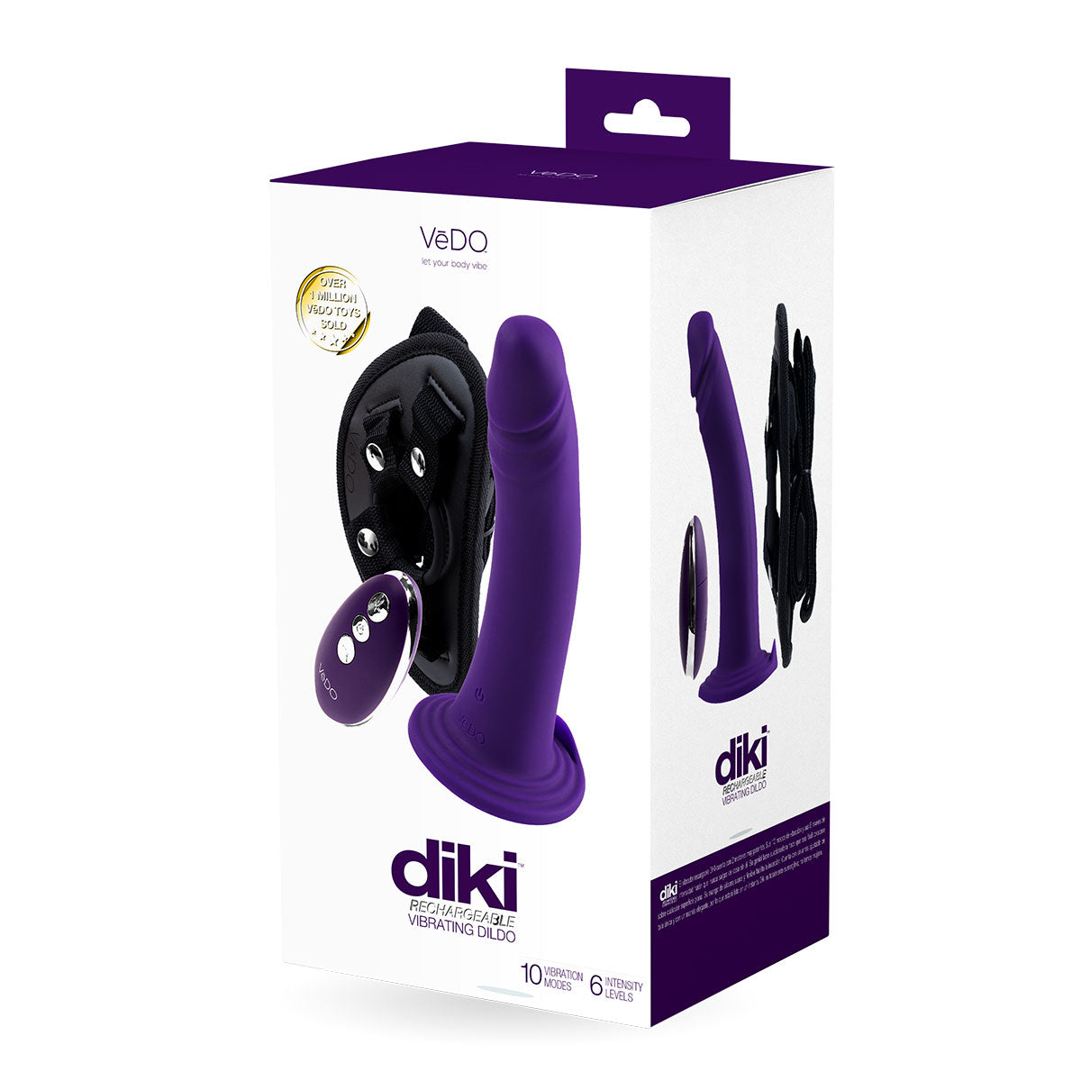 VeDO DIKI Vibrating Strap-On - Purple Adult Toy Box VeDO DIKI Vibrating Strap-On - Purple Adult Toy Box