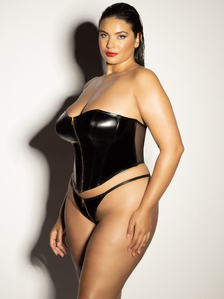 Plus Size FETISH Rider Black Vinyl Bustier & Panty 2X Adult Toy Box Plus Size FETISH Rider Black Vinyl Bustier & Panty 2X Adult Toy Box