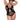 Plus Size model wearing Black Floral Lace Bodysuit with Leather Effect Details