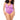 Woman wearing a purple lace bodysuit on a white background
