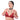 Woman wearing a red bra with black chains and a collar choker on a white background