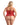 plus size Eyelash Lace Corset & G-String - Red 1X/2X back