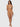 Woman wearing a gold bodysuit with embellishments on a white background