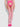Person wearing pink lingerie and stockings on a light gray background