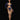 Model wearing a blue and gold lingerie set on a black background