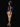 Woman wearing a blue and gold costume on a black background