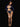 Woman wearing a blue and gold costume on a black background