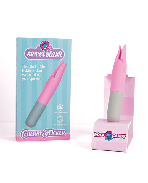 Rock Candy Cherry Flicker Clit Tickler - Pink/Grey Adult Toy Box Rock Candy Cherry Flicker Clit Tickler - Pink/Grey Adult Toy Box