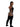 Person wearing a black outfit with a sheer overlay on a white background