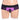 Purple and black patterned harness and dildo on a mannequin
