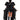 Black angel costume with wings and high boots on a white background