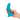 Turquoise silicone butt plug held in a hand against a white background
