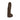 A dark brown textured dildo standing upright on a small white circular base against a plain white background.