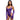 Model wearing a purple lingerie set with matching gloves on a white background