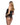 back view of Black satin camisole with matching black lace shorts