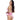 Woman wearing a pink romper on a white background