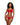 Woman wearing a red lingerie set with bow details on a white background