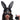 Black bunny mask with ears held by a woman on a white background
