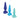 Three butt plugs in blue, purple, and green on a white background