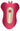 Pink and gold clitoral vibrator with a power symbol on a white background