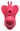 Pink silicone clitoral vibrator with a ball on a white background