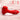 Red silicone personal massager with a rose-shaped head, shown with overlaid dimension lines indicating 2.5 inches, 3.