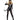 Person wearing a black cat-themed costume with a mask on a white background