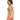 Woman wearing a green lingerie set on a white background