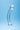Clarity Celestial Purity Glass Dildo with a curved design on a blue background