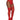 Red lace lingerie set with matching thigh-high stockings on a white background