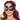 Woman wearing a black leather mask with copper rivets on a white background