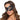 Woman wearing a black eye mask with metallic accents on a white background