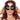 Woman wearing a black cat mask with pointed ears on a white background