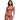 Woman wearing a coral lace lingerie set on a white background