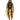 Person wearing an Egyptian pharaoh costume with a gold headdress and cape on a white background