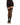 Black lace stockings worn with a black dress and high heels on a white background