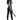 Person wearing a police costume with a baton on a white background