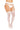 White lace lingerie set with stockings on a white background